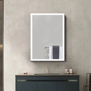 LIVINGANDHOME Surface Mount Frameless 1-Door led Mirror Cabinet, Bathroom mirror