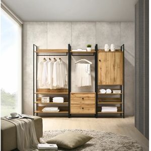 NETFURNITURE Cahra 3 Piece Bedroom Furniture Set Open Wardrobes Oak - Oak