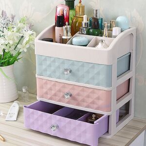 LIVINGANDHOME Makeup Jewellery Organizer Container Storage Box with 3 Drawers