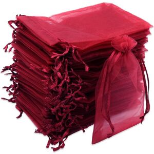 NORCKS 100PCS 10 x 15 cm Wine Red Organza Bags, Organza Gift Bags, Organza Jewelry Pouches Candy Bags Wedding Favour Bags with Drawstring Used for Wedding,