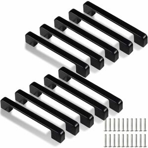 NORCKS 10PCS Black Stainless Steel Cabinet Handles,160mm Black matt Handles Furniture Handles, Stainless Steel Furniture Black Handle for Kitchen Cabinet