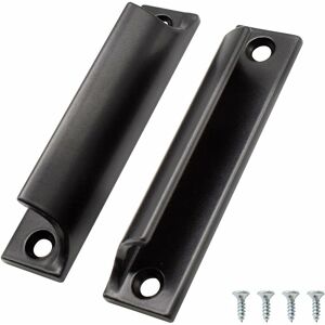 NORCKS 2 Pcs Balcony Sliding Door Handle, Aluminum Alloy Cupboard Handle, Black Curved Handle Pull Can be Used for Balcony Doors, Sliding Doors, Drawers,