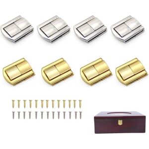 2 Style 8 Pcs Toggle Lock Hasp for Gift Box Hasp Lock Jewellery Box Latch Hasps,Gold and Silver Toggle Catch Lock with Screws - Gold Silver - Norcks
