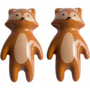 NORCKS 2pcs Cartoon Animals Door Knobs Ceramic Drawer Pulls Handles with Screws for Home Office Furniture Kitchen Bathroom Bedroom Cupboard Decorating (Fox)