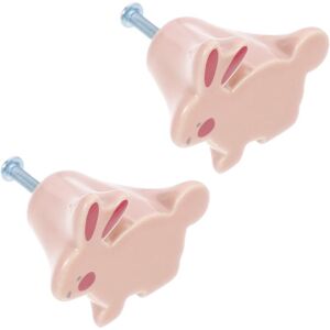 2Pcs Rabbit Cartoon Cabinet Strip Easter Door Handle Screws Ceramic Easter Easter Door Knob Cabinet Hardware for Cabinet Door Dresser - Pink - Norcks