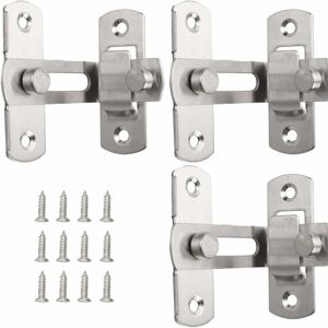 NORCKS 3 Pieces 90 Degree Door Latches for Sliding Door with Screw Lock Lever Bolts for Sliding Door Bath Furniture Window - Silver