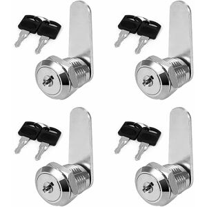 NORCKS 4 Pieces Cylinder Cabinet Lock, Mailbox Lock, 20mm Drawer Lock, Cam Lock, Each Lock Has Different Keys, For Cupboard Cabinet, Wardrobe - Silver