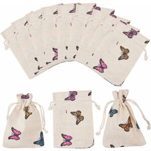 NORCKS 50 pcs 10x14cm Printing Butterfly Design Burlap Bag Gift Bags For Storing Jewellery, Make-Up Itesm, Wedding Party Gift