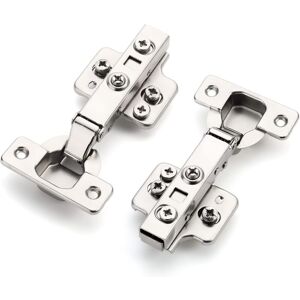 Pack of 2 Hinges Cupboard Door 105 Degrees Diameter 35 mm with Damper Suitable for Kitchen Cupboard Doors (Corner Stop) - Silver - Norcks