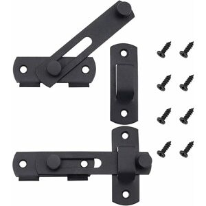 NORCKS Pet Gate Latch Stainless Steel Door Lock 2 pcs Black Barn Sliding Door Bolts Door Hasp Lock Flip Gate Latches Flip Door Bolt with Screws for Cabinet