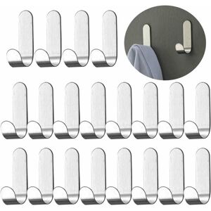 NORCKS Wall Adhesive Sticky Hooks Matte Silver Color 12 PCs Steel Wall Hanger Hooks Modern Minimalist for Home/ Kitchen / Office / Bathroom - Silver