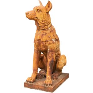 BISCOTTINI Old statue of a seated dog in cast iron