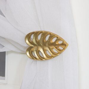 Melody Maison - Pair of Gold Monstera Leaf Curtain Holdbacks - Gold