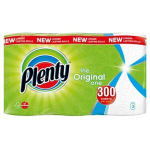 Plenty - The Oiginal One Kitchen Roll White 100 Sheets, Pack of 3 1105190