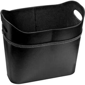 Black Faux Leather Rounded Storage Box - Premier Housewares