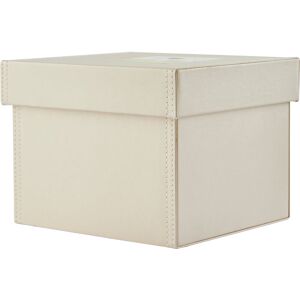 Premier Housewares - cd Storage Box Cream Color Faux Leather Rectangular Boxes With Lid For DVDs / Books / Magazines Airtight Containers For Bedroom