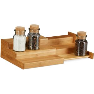 Relaxdays Bamboo Spice Rack, 3-Tier, Extendable, Natural Look, Moisture-Resistant, HWD: 8x38.5x21cm, Natural