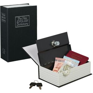 Relaxdays - Book Safe with Key, Small, in Book Shape, Steel Compartment, 18 x 11.5 x 5.5 cm, Black