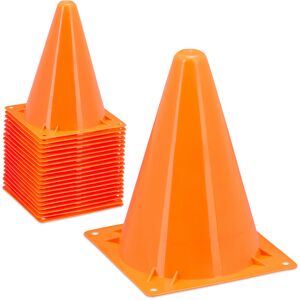 Safety Cones, Set of 20, for Football and Dog Training, Sports Markers, 18 cm High, Traffic, Stacking, Orange - Relaxdays