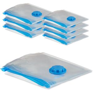 Vacuum Seal Bags, Set of 8, 2 Different Sizes, Travel Clothes Protection Storage, Plastic, Bag, Transparent - Relaxdays