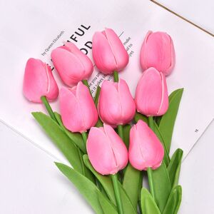 10 Pack 34cm Artificial Tulips for Indoor Outdoor Wedding Kitchen Office Cafe Home Decoration (Pink) - Rhafayre