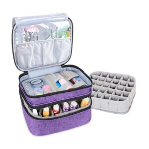 Nail Polish Storage Bag, 30 Bottles Nail Polish Storage Box, Double Layer Storage Bag for Home and Travel Storage (Purple) - Rhafayre