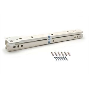 GTV Roller Drawer Runners Metal Slides White Colour Kitchen + Free Fixing Pack - Size 500mm - Pack of 5