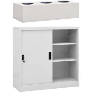 Sliding Door Cabinet with Planter Box Light Grey Steel - Royalton