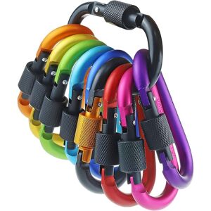 Aougo - Screw Lock Carabiner, Key Chain Carabiner Hook for Camping, Fishing, Hiking, Traveling, Outdoor (10 Pcs)