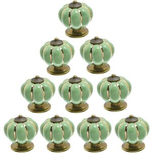 Woosien - Set Of 10 Vintage Ceramic Pumpkin Door Knobs Light Green