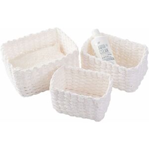 Denuotop - Set of 3 Woven Storage Baskets for Makeup Accessories, Bathroom, Changing Table, Small Storage Compartment (White)