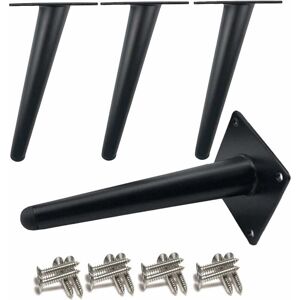 TINOR Set of 4 metal feet and 16 screws, for sofas, furniture, cabinets, armchairs, design furniture, black sanded, h 17 cm