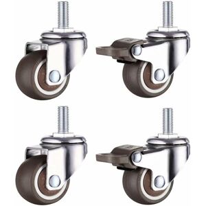 Set of 4 Small Furniture Casters - 25mm - tpe Soft Rubber (2pcs with Brake) (25mm) Groofoo