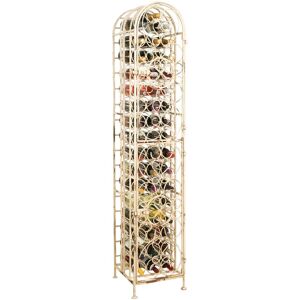 BISCOTTINI Solid wrought iron wine cellar cabinet with antique white finish