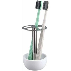 Langray - Toothbrush Holder Stand, Multi-Functional Toothbrush Holder for Bathroom Vanity Countertop, Stainless Steel Divided, Stylish Design, Holds