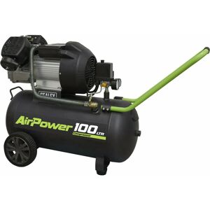 Loops - V-Twin Direct Drive Air Compressor - 100L Capacity Tank - 3hp Induction Motor