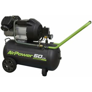 LOOPS V-Twin Direct Drive Air Compressor - 50L Capacity Tank - 3hp Induction Motor