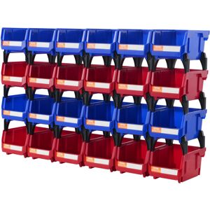 Vevor - Plastic Storage Bin, (5-Inch x 4-Inch x 3-Inch), Hanging Stackable Storage Organizer Bin, Blue/Red, 24-Pack, Heavy Duty Stacking Containers