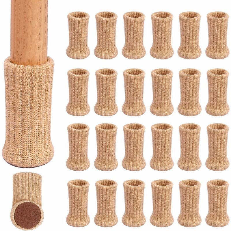 LANGRAY 24 pcs Floor Protectors For Chair Legs, Furniture Legs, Chair Legs Furniture Feet Non-Slip Pads For 1-2 Inch Furniture Khaki