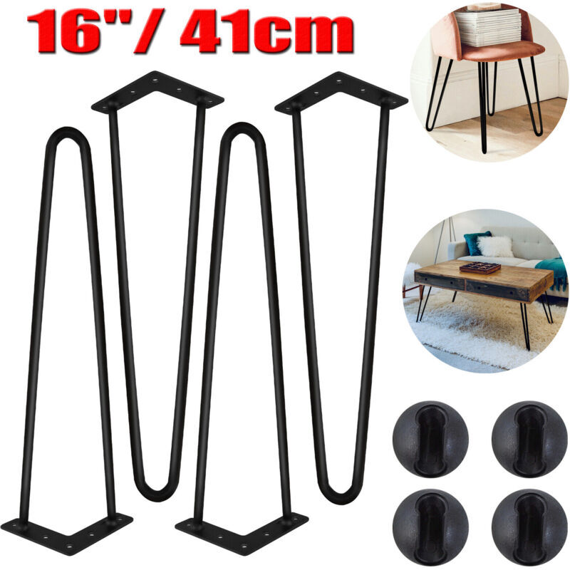 Dayplus - 41cm 16'' Hairpin Steel Legs Furniture with Protector Feet & Screws (Set of 4)