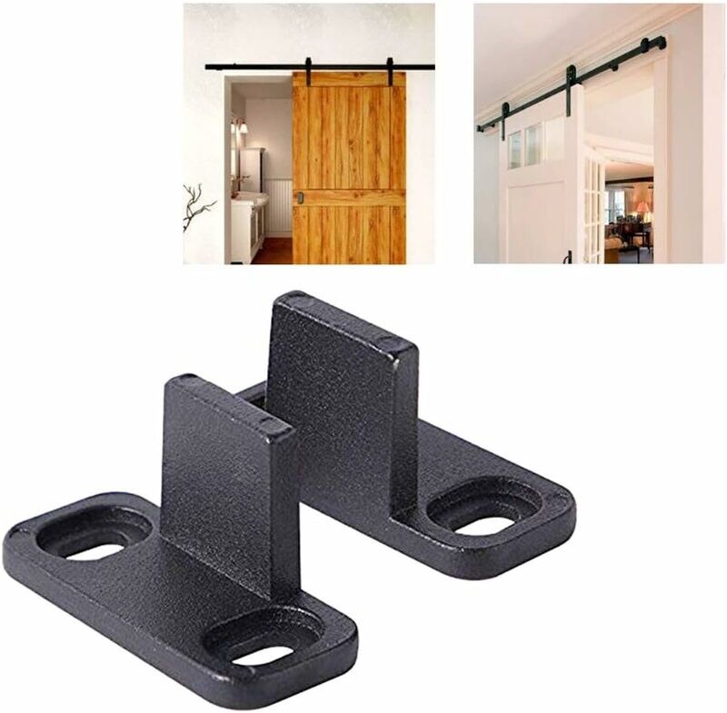 DENUOTOP Barn Door Guide 2 Pieces Adjustable Anti-Sway Hardware Accessories Low Noise Sliding Parts Bottom Bracket Fixing Carbon Steel Durable Ultra Sth Floor