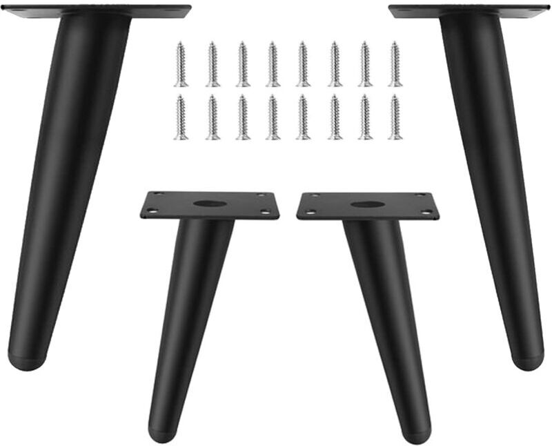 4 Furniture Legs, diy Furniture Hardware, Inclined Cone Metal Furniture Support Legs Sofa Leg Cabinet Legs Table Legs, Black(10cm) - 10cm - Groofoo