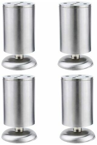 LUNE Moon 4x 150mm Furniture legs stainless kitchen cabinet round feet, rubber mat, safe and quiet