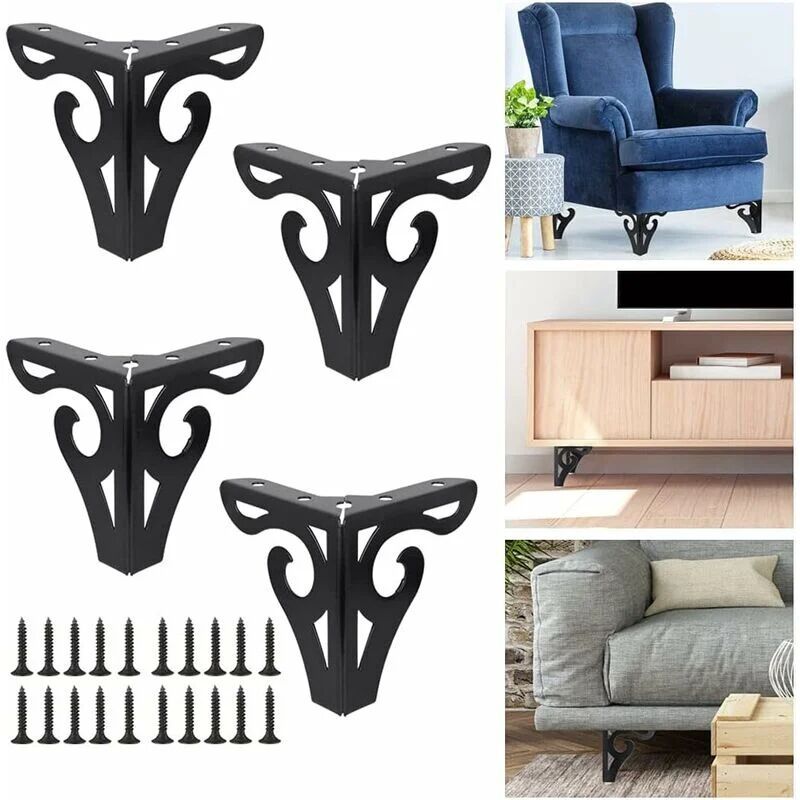 NORCKS 4Pcs Furniture Legs 4 inch/10cm Modern Sofa Legs Metal Triangle Furniture Feet TV Stand and Cabinet Legs Table Legs DIY Replacement with