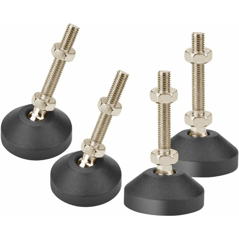 NORCKS Adjustable Furniture Feet, Stainless Steel Levelling Feet, Height Adjustable, Heavy Duty, 4 Pieces, Angle Adjustable Feet, M10 x 50 mm, with Drive-In
