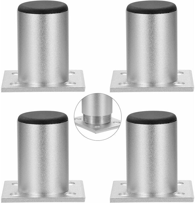 Norcks - Furniture Feet Adjustable Cabinet Feet Stainless Steel Table Feet Round Aluminium Alloy for Sofa Tables Load up to 50 kg 60 mm 4 Pieces