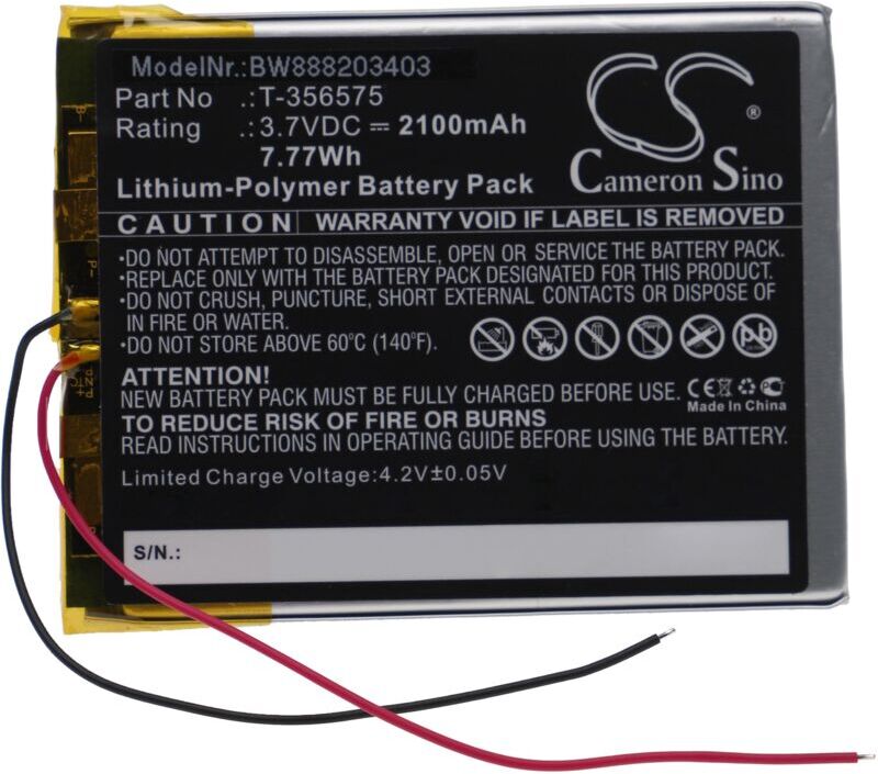 Vhbw - Battery Replacement for Boyue T-356575 for e-Book Reader e-Reader (2100mAh, 3.7V, Li-Polymer)