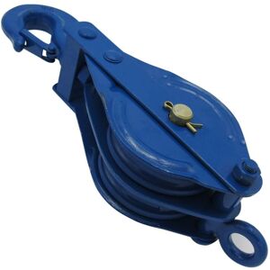 Securefix Direct - 1 Ton 100MM Double Block With Hook Blue Painted - 10MM Pulley Wire Rope Safety Lifting