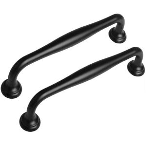 CYSLMUK 10, Hole Center 128mm) Vintage Black Cabinet Handles for Drawer, Dresser Pulls, Curved Arc Door Handles