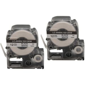 TLILY 10 Packs Replace -4WBN LC-4WBN9 (SS12KW) Label Tapes for Label Works LW300 LW400 LW500 LW700 Black on White 1/2 Inch x 26.2 Feet (12mm 8M)